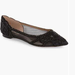 Badgley Mischka Collection Black Gigi Crystal Pointed Toe Flat (Women’s)
